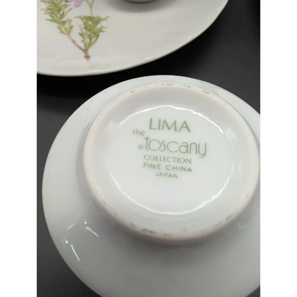 Toscany Collection Lima Luncheon Plate With Mug 8 Piece Pink Lavender Floral